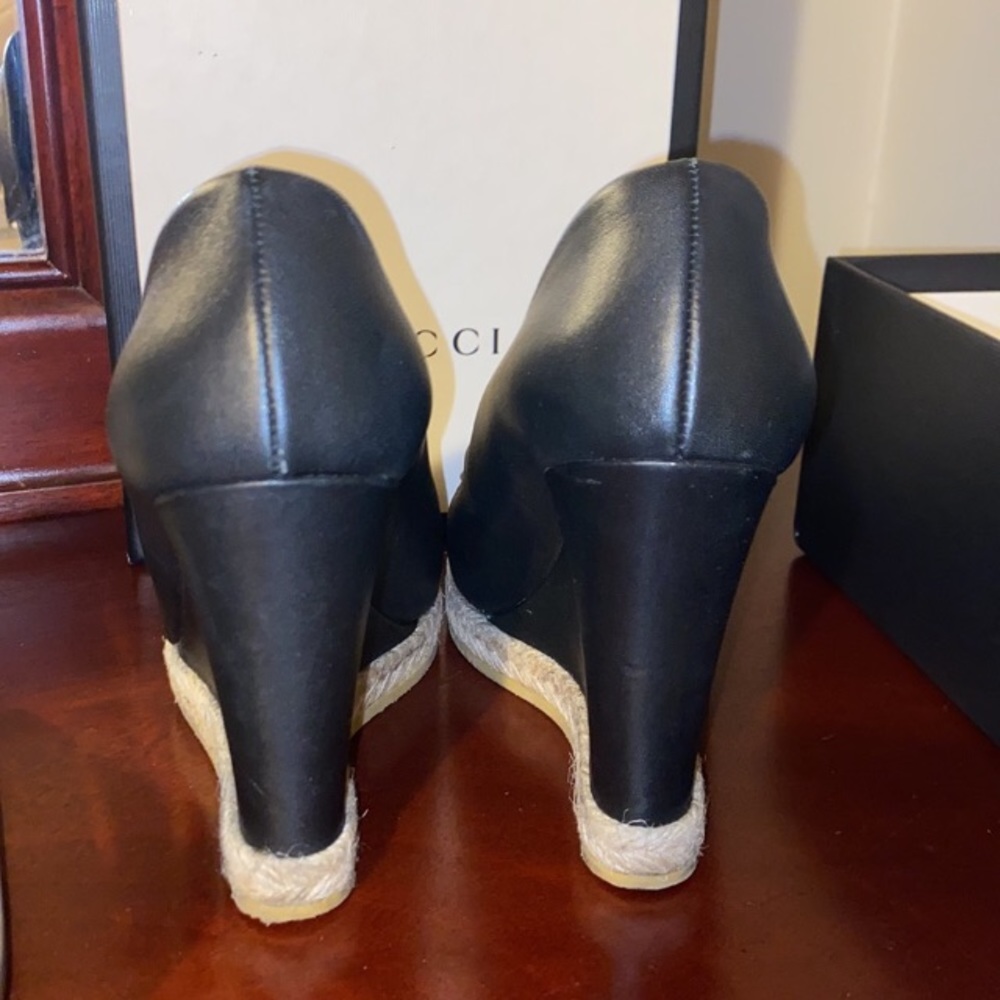 SOLD!! Authentic black leather Gucci wedges - Picture 5 of 7